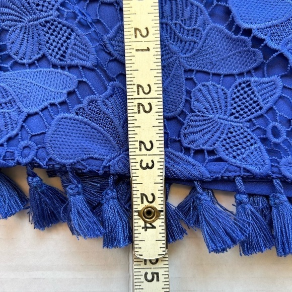 Nwt TALBOTS floral w/fringe blue top SZ 14 - Picture 10 of 10